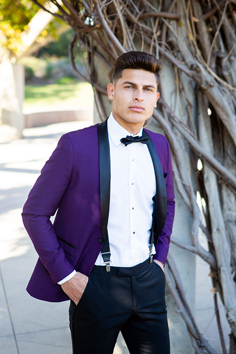 colorful-look-purple-tuxedo-with-a-black-shawl-lapel-and-black-pants