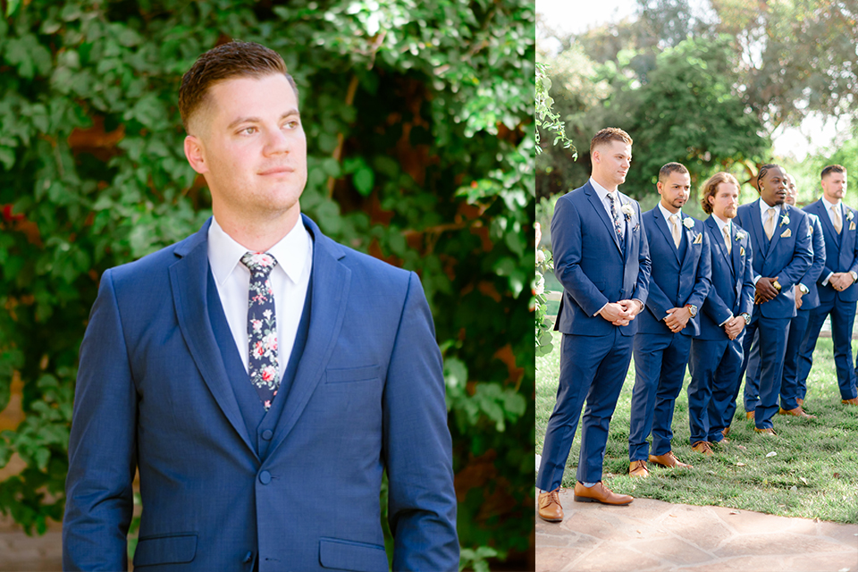 blue-suit-with-brown-shoes-and-floral-ties