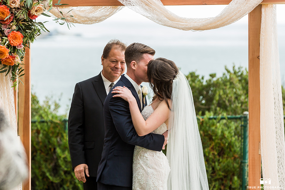 First kiss at wedding in La Jolla