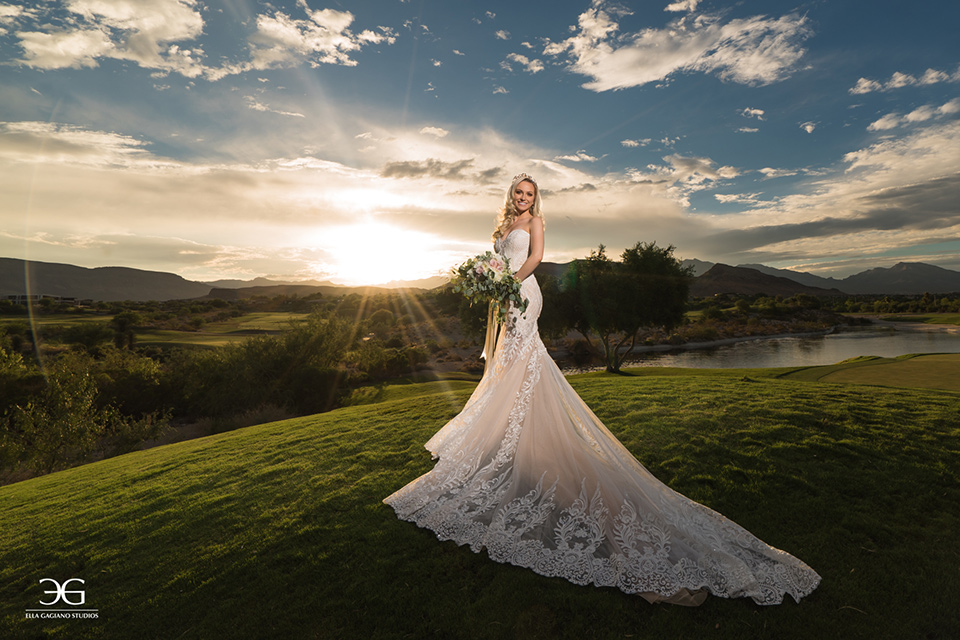 Bears-Best-Venue-Wedding-Shoot-bride-alone-in-a-strapless-gown-with-lace-detailing-and-a-long-train