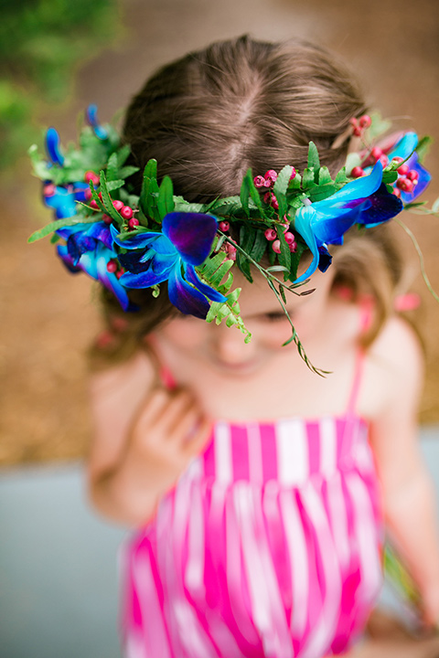  the flower girl in pink dress and flower headband