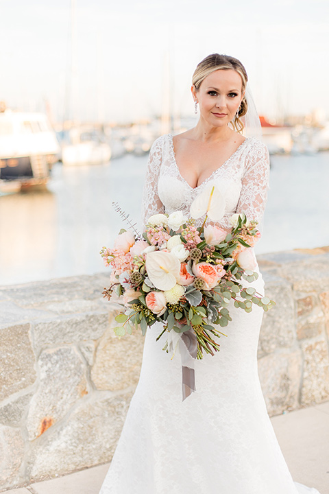 Bride poses for a portrait wedding photo in Coronado