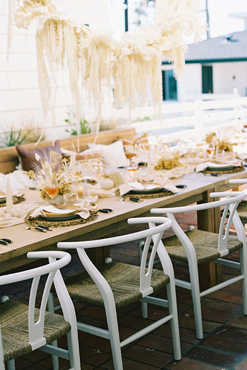  wooden table with bohemian decor 