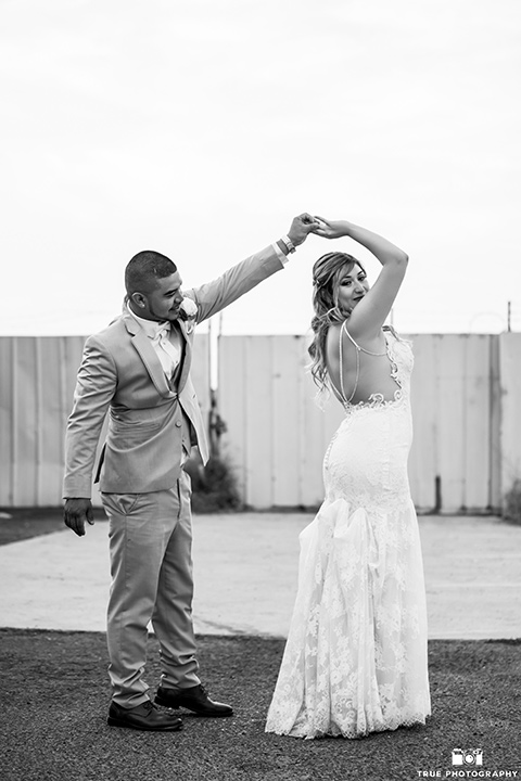 Wedding bride and groom in the first dance