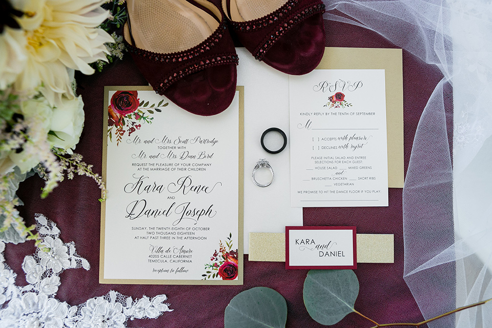 Villa de Amore wedding invitations with white florals