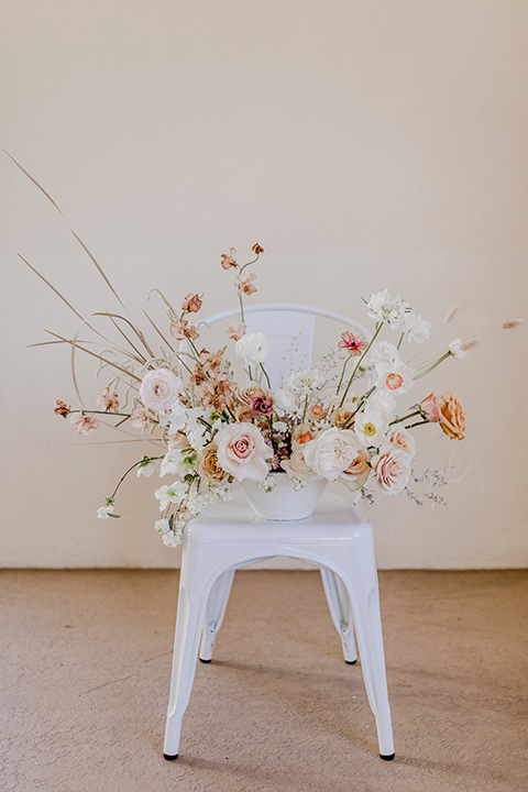 white chair with florals on them