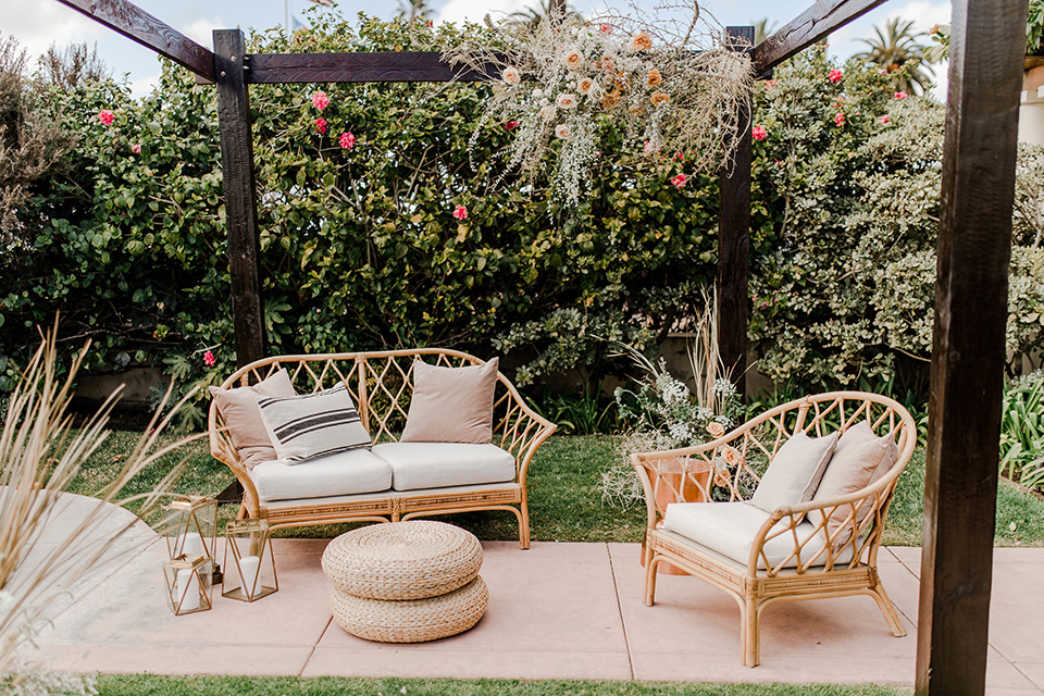 organic material style tables and chairs for the reception