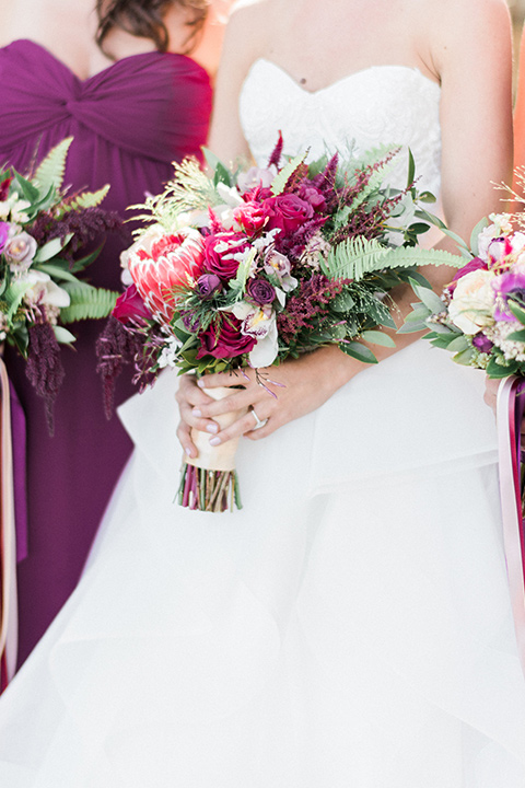 close up of the bride's bouquet of colorful flowers