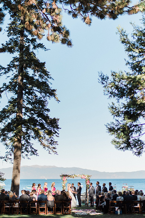 Lake Tahoe wedding ceremony with lake view 