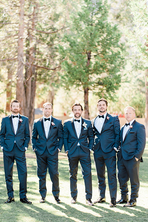 The groomsmen pose for a wedding photo