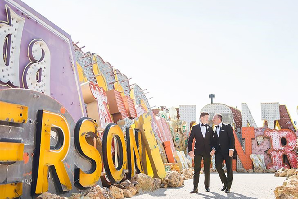 neon museum engagement shoot photos