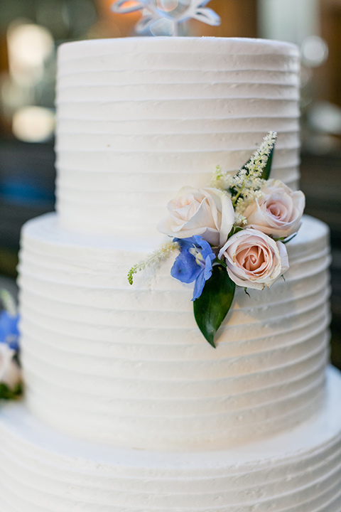  white cake with simple floral accents