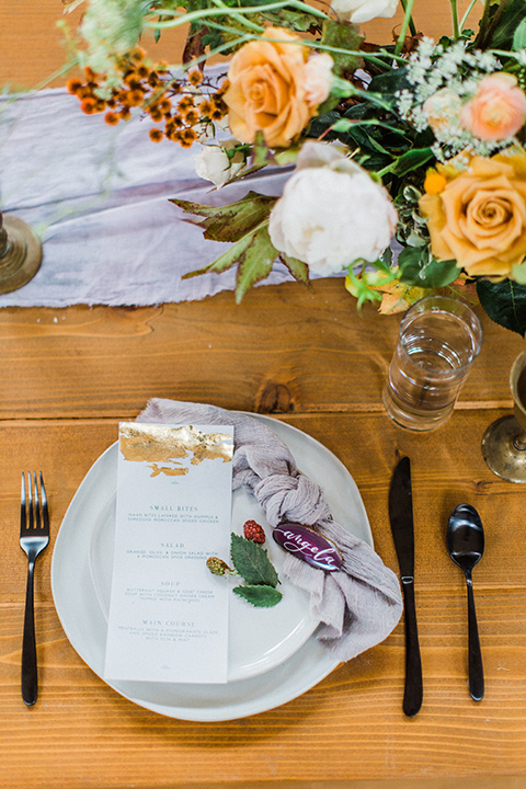 modern Moroccan shoot reception flatware décor with white places and gold accents