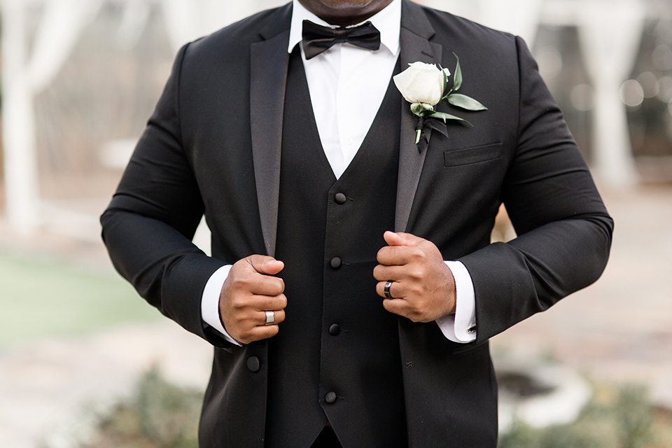 up close shoot of the groom's tuxedo