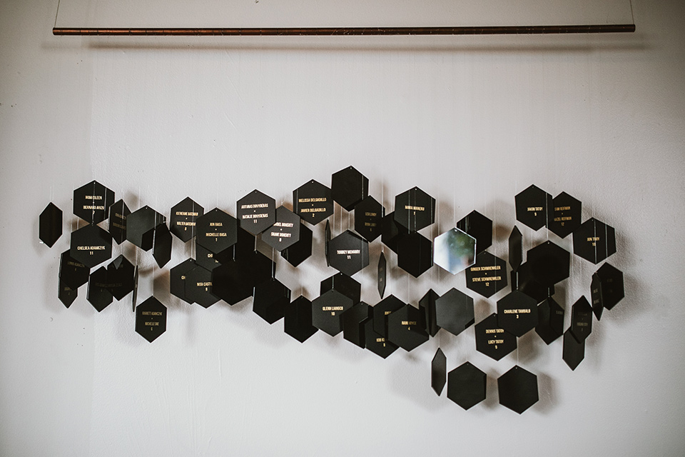 Moniker-Warehouse-Wedding-geometic-honeycomb-decor