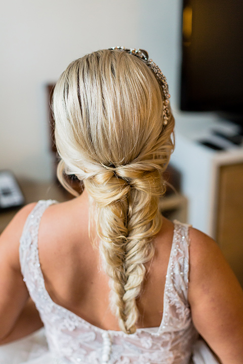 Belmar Hotel wedding bridal hair in a fishtail braid 