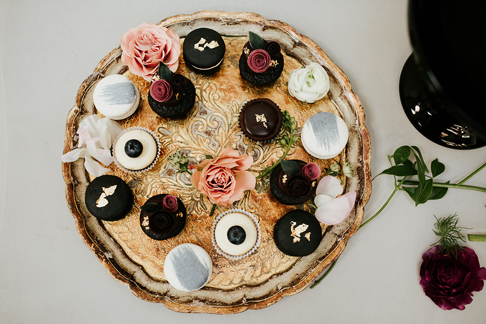 pink and black donuts