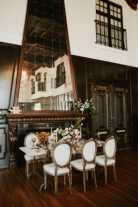 wooden table with white tables