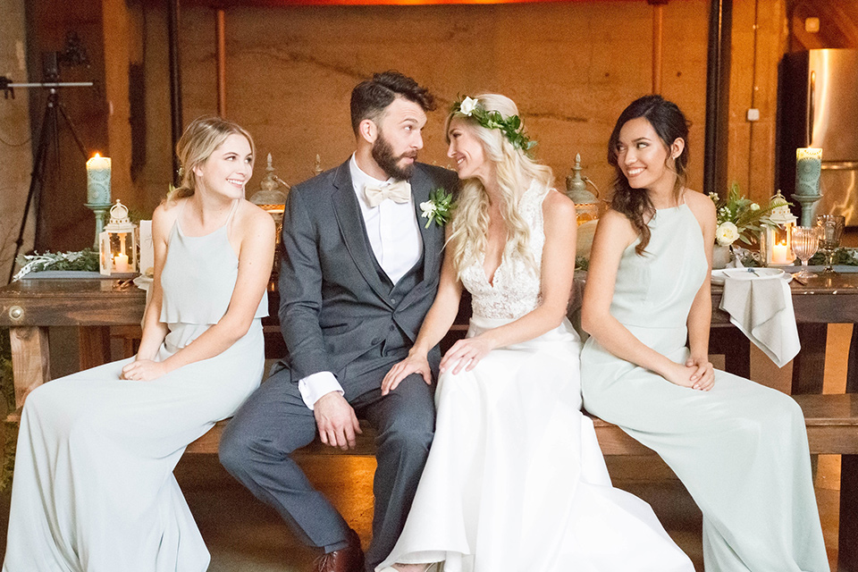 luce-loft-bridalparty-bride-in-a-fit-and-flare-gown-with-straps-groom-in-a-charcoal-suit-with-champagne-bow-tie