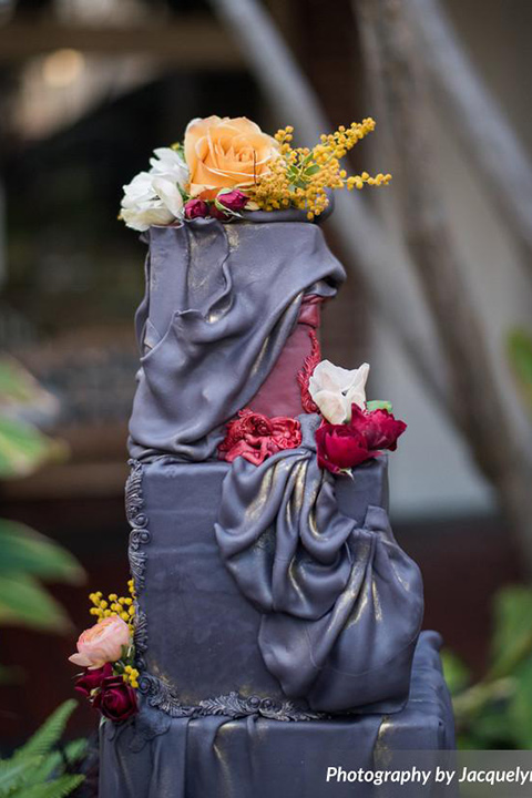  black cake with colorful flowers