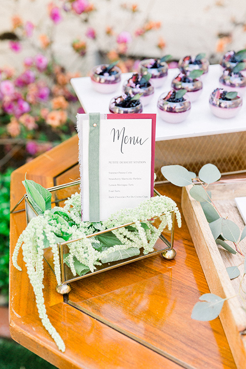  gold bar cart with drink menu