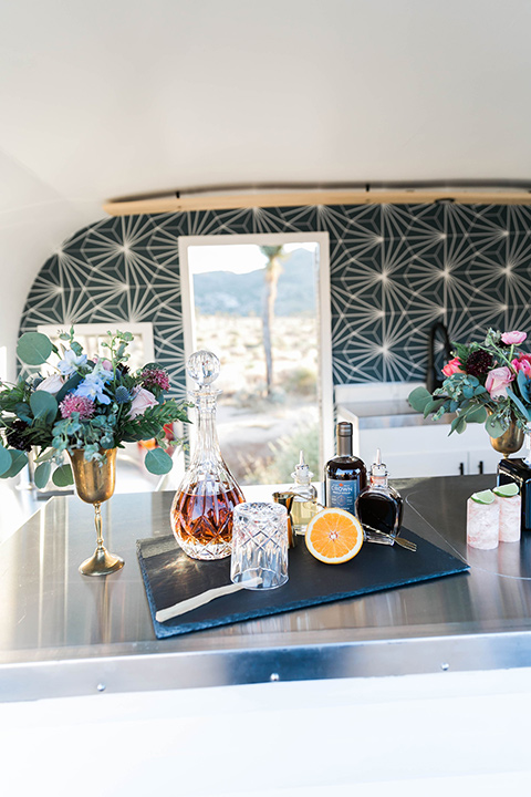  bar cart in renovated camper