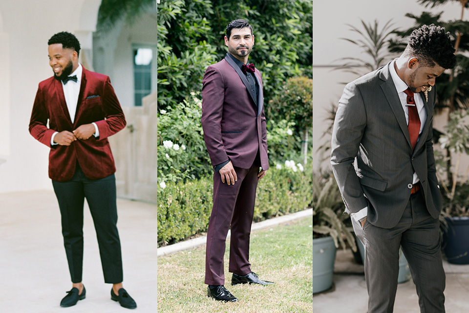  red-velvet-bow-tie-burgundy-tuxedo-charcoal-suit-with-red-tie