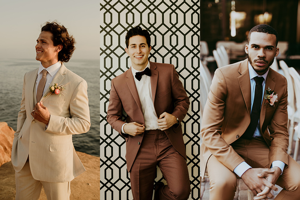  tan-suit-with-caramel-camel-tie-rose-pink-suit-with-velvet-bow-tie-caramel-suit-with-chocolate-long-tie