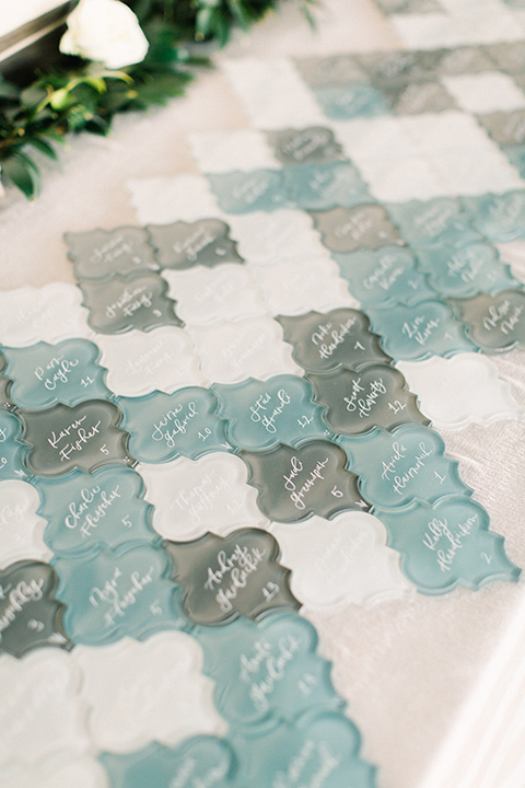  blue tile glass table cards