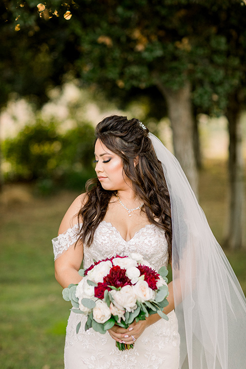  bride in a Spanish style lace gown 