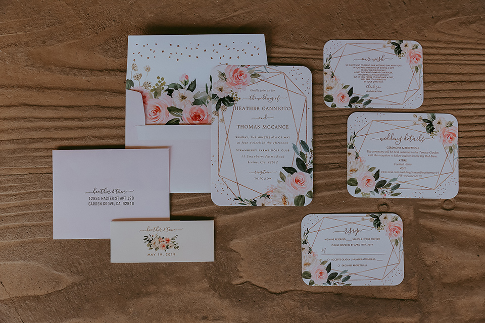  white and floral invitations 