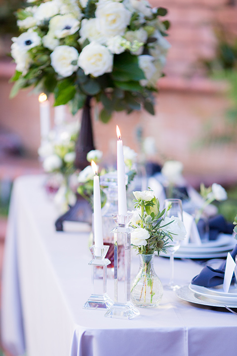  white table linens and white flatware