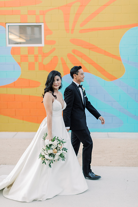  bride and groom touching heads