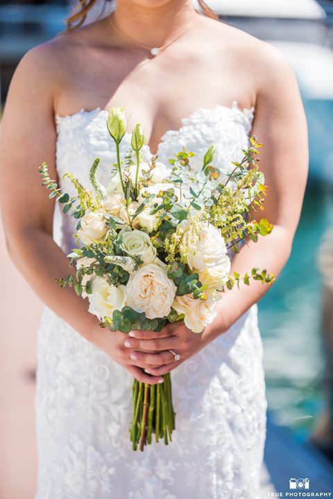  bridal bouquet with white roses and yellow flowers 