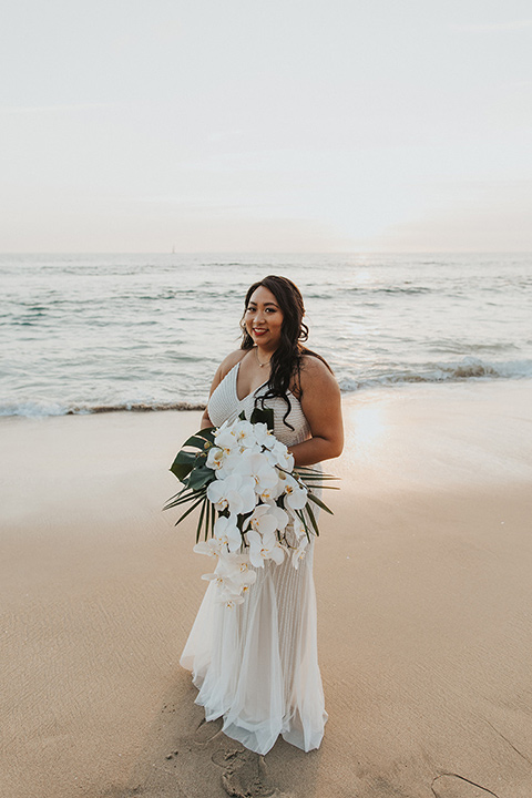  bride in a white lace gown 