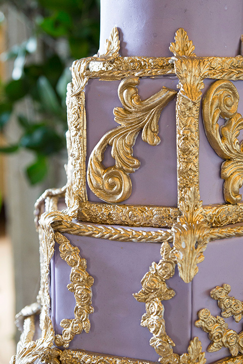  purple cake with gold detailing 