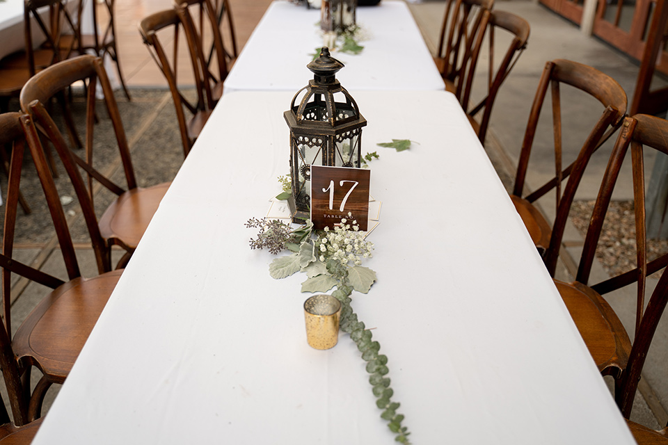  reception table with wooden chairs 