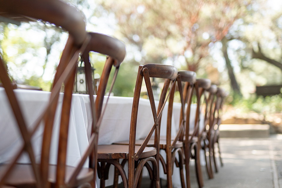  reception table with wooden chairs 