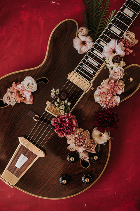 guitar with flowers on it