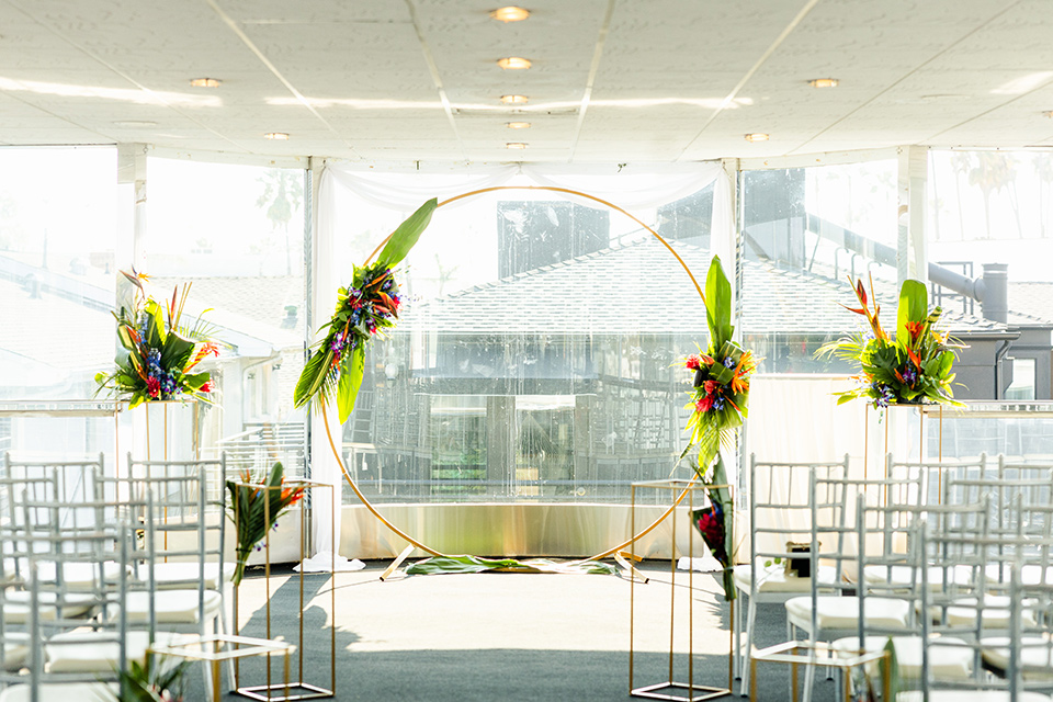  ceremony space with a tropical decor 