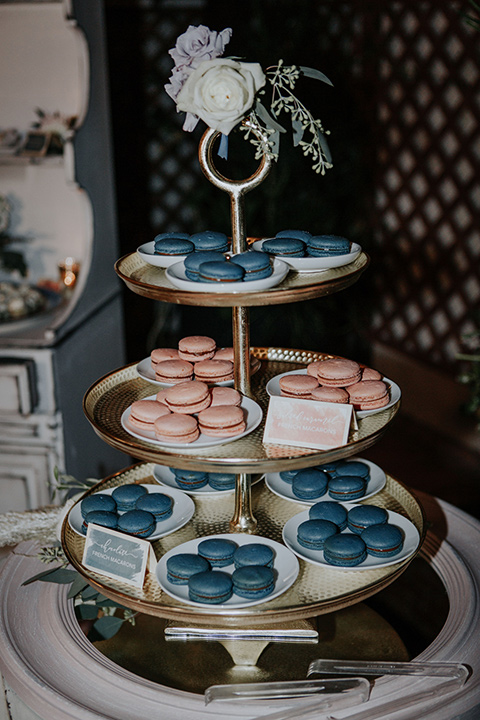 blue and pink macaroons