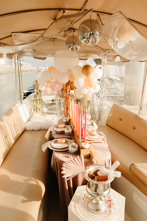  1970s golden hour boat elopement – decor 