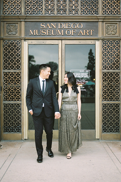  bride and groom eloping at balboa park – couple walking