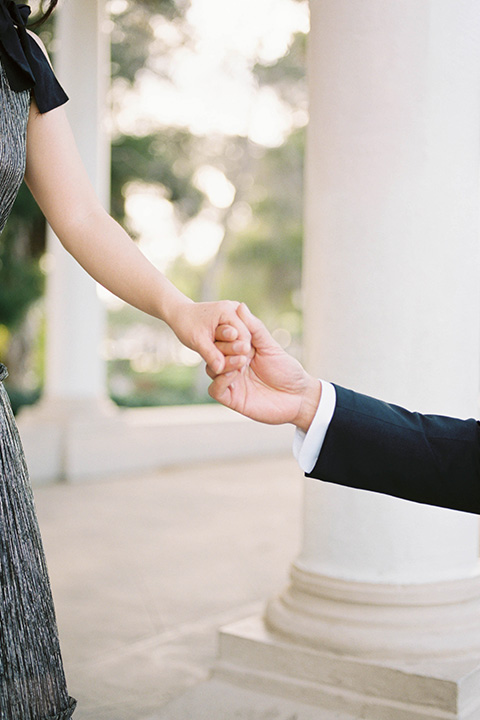  bride and groom eloping at balboa park –hands close