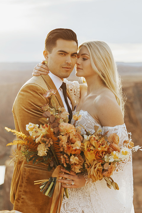  bohemian elopement in antelope canyon – couple on canyon 