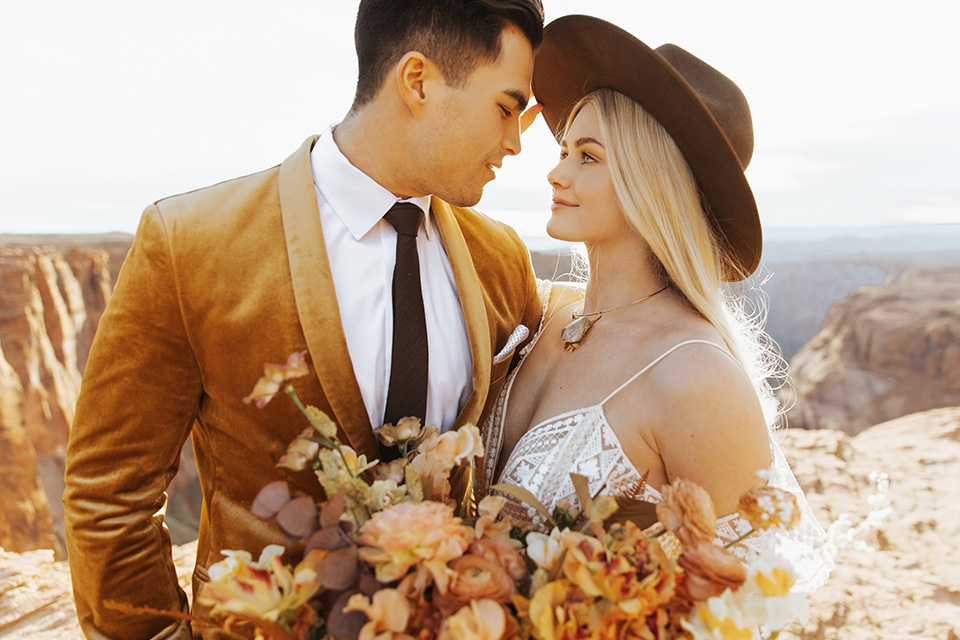  bohemian elopement in antelope canyon – couple on canyon 