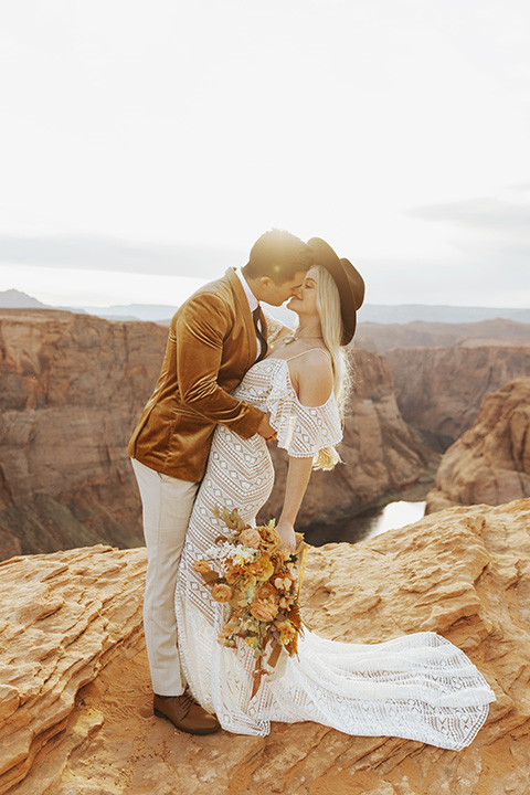  bohemian elopement in antelope canyon – couple on canyon 