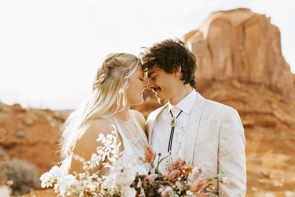  bohemian elopement in antelope canyon – touching heads 