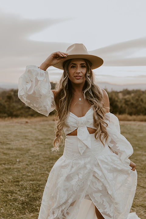  bridal style with a wool hat and custom jean jacket