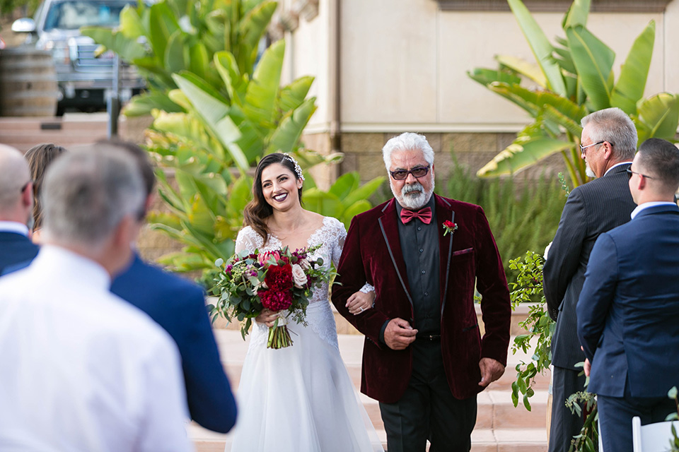  father of the bride in a black velvet tuxedo  